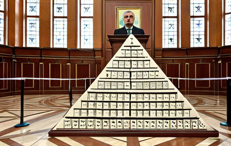 **
Prompt: Bulgarian constitution, legal pyramid diagram with constitution at the base, parliament building in Sofia, representing law creation, scales of justice reflecting court system, emphasizing fairness and equality.
**